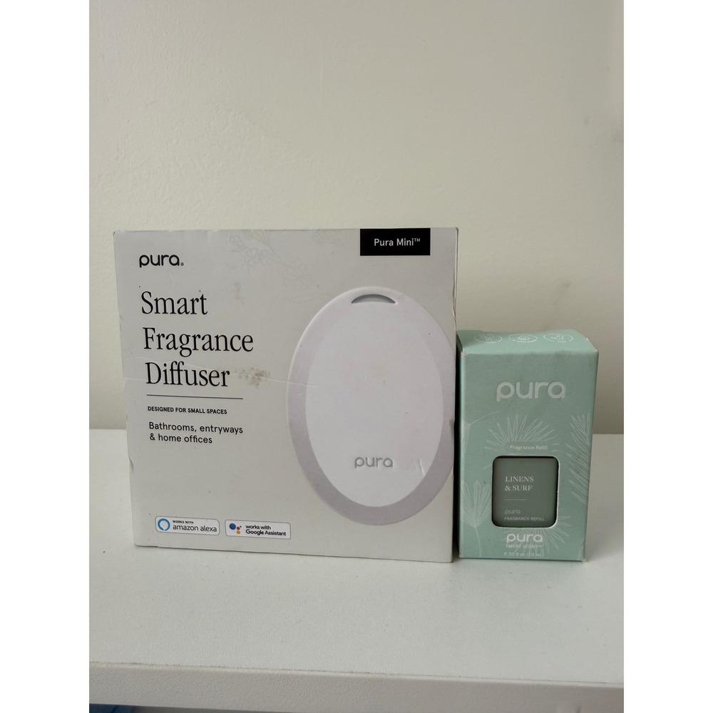 Pura Mini Smart Fragrance Diffuser & Linens Surf Refill Set White Smart Home
